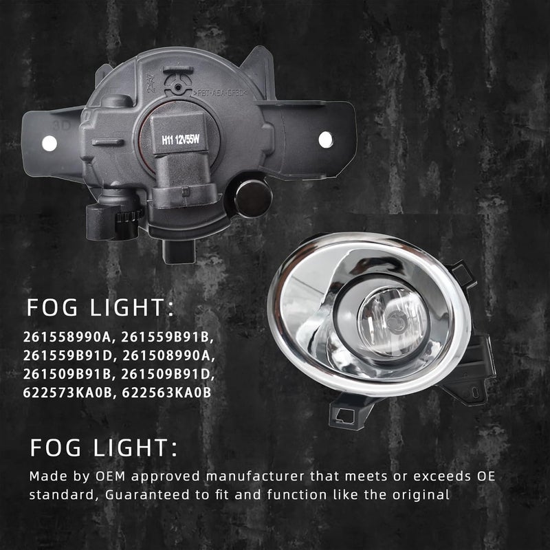 BOXLIGHT Fog Lights for 2013-2016 Nissan Pathfinder Fog Lights with Halogen Bulbs & Assembly Set L&R Side (Halogen Ver.) - Image 5